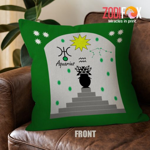 best Aquarius Green Throw Pillow birthday zodiac sign gifts for horoscope and astrology lovers – AQUARIUS-PL0044