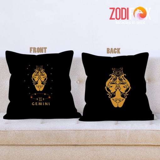 lively Gemini Gold Throw Pillow zodiac sign presents for horoscope lovers – GEMINI-PL0005