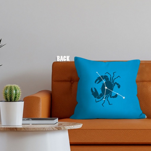 dramatic Cancer Blue Throw Pillow zodiac-themed gifts – CANCER-PL0053