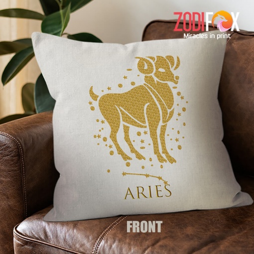 hot Aries Gold Throw Pillow zodiac sign gifts for horoscope and astrology lovers – ARIES-PL0017