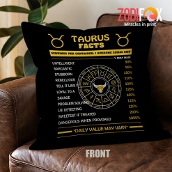 awesome Taurus Facts Throw Pillow birthday zodiac sign presents for horoscope and astrology lovers – TAURUS-PL0027