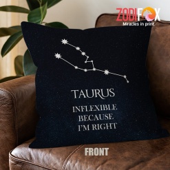 cool Taurus Right Throw Pillow zodiac presents for horoscope and astrology lovers – TAURUS-PL0009