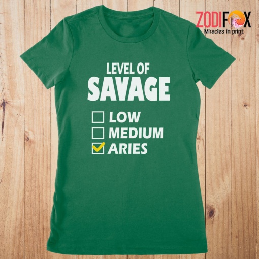 funny Level Of Savage Aries Premium T-Shirts