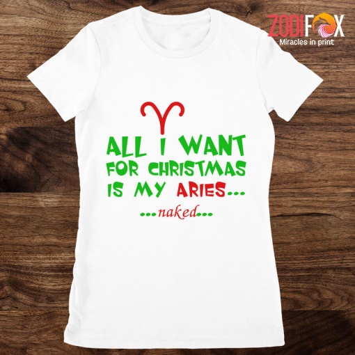 lovely I Want For Christmas Is My Aries Premium T-Shirts