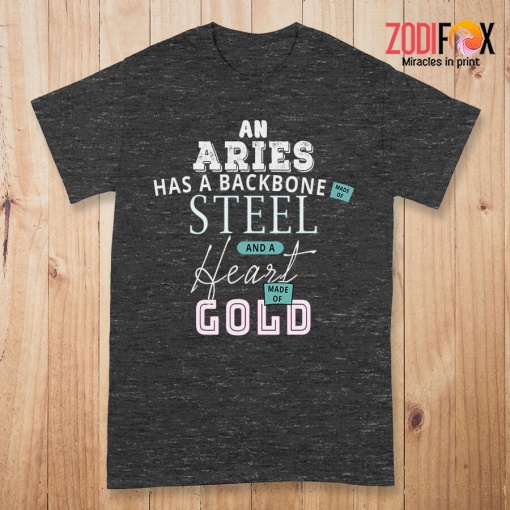 awesome An Aries Has A Backbone Made Of Steel Premium T-Shirts