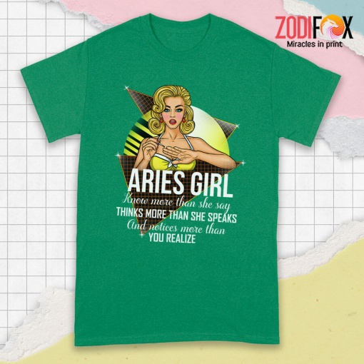 eye-catching Aries Girl Know More Than She Say Premium T-Shirts