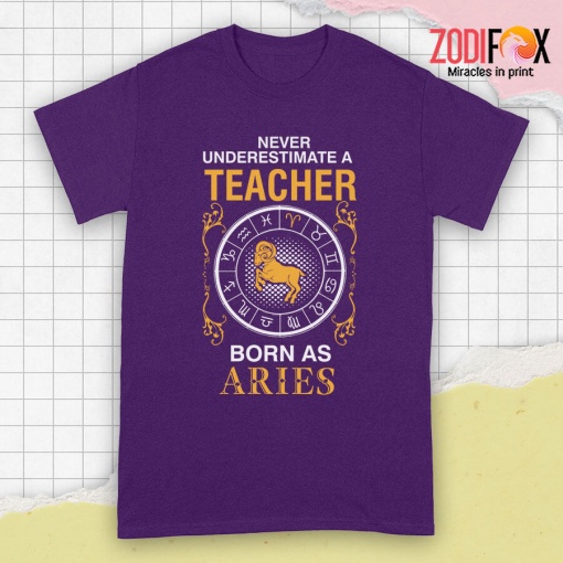 great A Teacher Born As Aries Premium T-Shirts - ARIESPT0304