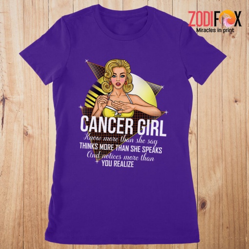 unique Cancer Girl Know More Than She Say Premium T-Shirts