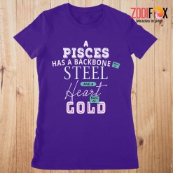 funny A Pisces Has A Backbone Made Of Steel Premium T-Shirts