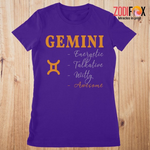 personalised Gemini Energetic Talkative Premium T-Shirts - GEMINIPT0300