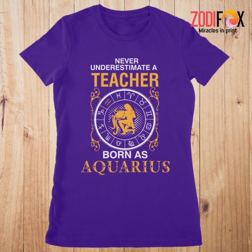 funny A Teacher Born As Aquarius Premium T-Shirts - AQUARIUSPT0304