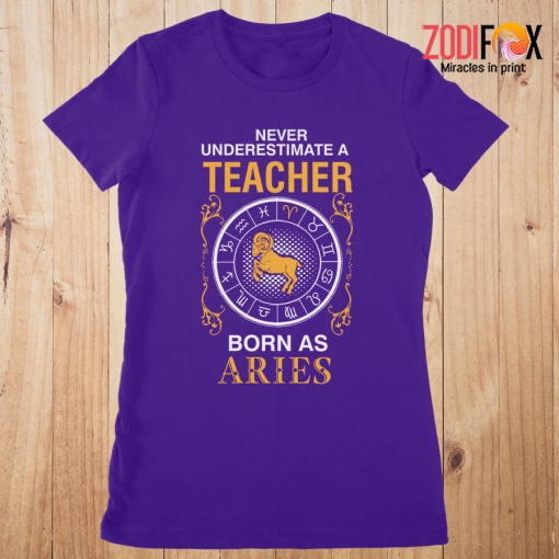 wonderful A Teacher Born As Aries Premium T-Shirts - ARIESPT0304