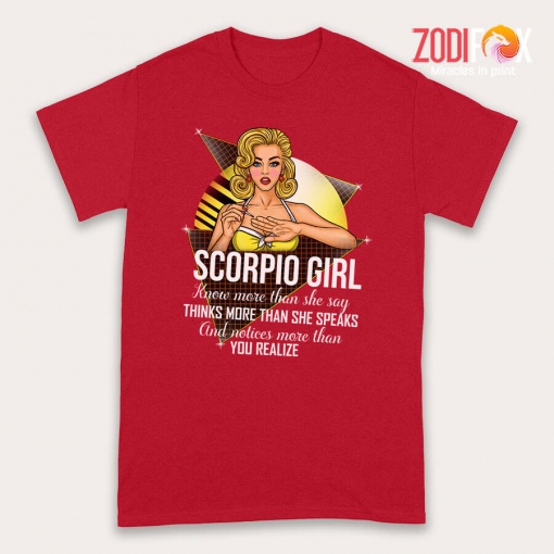 cute Scorpio Girl Know More Than She Say Premium T-Shirts
