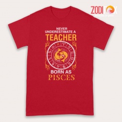 cute A Teacher Born As Pisces Premium T-Shirts - PISCESPT0304