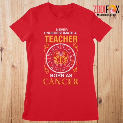 funny A Teacher Born As Cancer Premium T-Shirts - CANCERPT0304