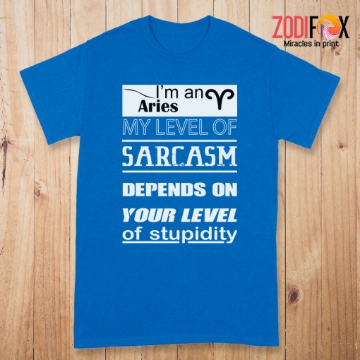 lovely My Level Of Sarcasm Aries Premium T-Shirts