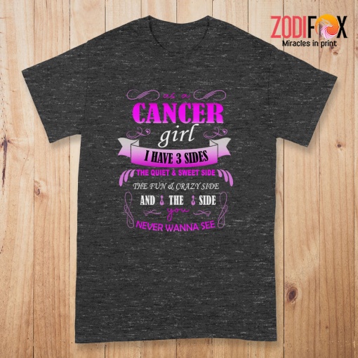 fun As A Cancer Girl I Have 3 Sides Premium T-Shirts