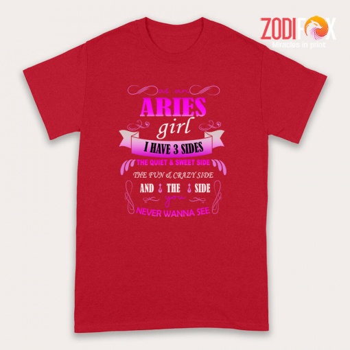 latest As An Aries Girl I Have 3 Sides Premium T-Shirts